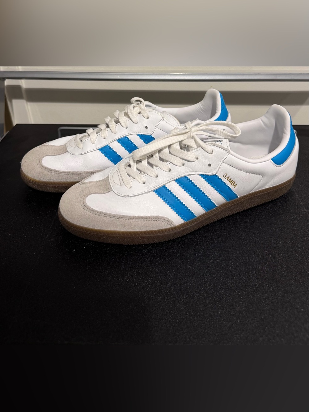 Adidas Samba White & Blue Classic Low-Top Sneakers - Picture 2 of 9